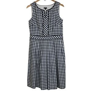 Talbots Dark Navy Gingham Sleeveless Dress